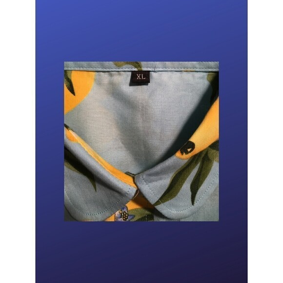 UNBRANDED 100% Cotton Long Sleeve Shirt Blouse, LEMON/FLORAL, Size XL, NWOT - Picture 3 of 8